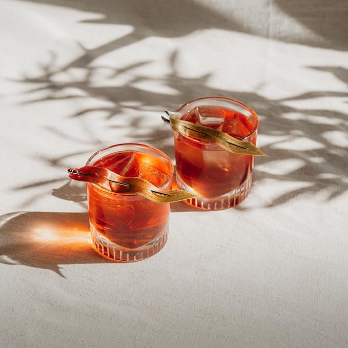 NUDE Whiskey Glasses Set of 4 – Caldera 11 oz Lead-Free Crystal Old Fashioned Rocks Glasses for Whisky, Scotch & Bourbon – V-Shape Motif Base, Dishwasher Safe Barware