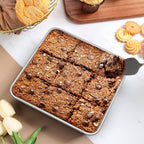 LIANYU 8 Inch Square Baking Cake Pan Set of 4, Stainless Steel Lasagna Brownie Bread Pan, Perfect for Birthday Party Wedding, Leakproof, Oven & Dishwasher Safe