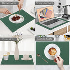 Cloth Placemats Set of 4, Cotton Blend Durable Layered Table Mats, Non-Slip Wrinkle Free Place Mats for Dining Table, Easy to Clean (Foliage Green, 13x19 Inch)