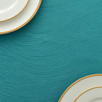 maxmill Jacquard Table Cloth Swirl Design Water Resistant Wrinkle Resistance Water Proof Heavy Weight Soft Tablecloth for Kitchen Dinning Tabletop Decoration Oblong 60 x 140 Inch Teal