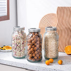 Amzcku 64oz vintage Mason Jars with Lids, Wide Mouth 2 Quart Canning Jar Half Gallon, Safe For Storage, Canning, Pickling, Preserving, Fermenting, DIY Crafts & Decor 3 Pack