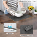 Myir JUN Placemats Dual Sided, Faux Leather Place Mats Set of 4 Indoor Placemats for Dining Table Outdoor Placemats Square Non-Slip Washable Table Mats (Gray, Set of 4)