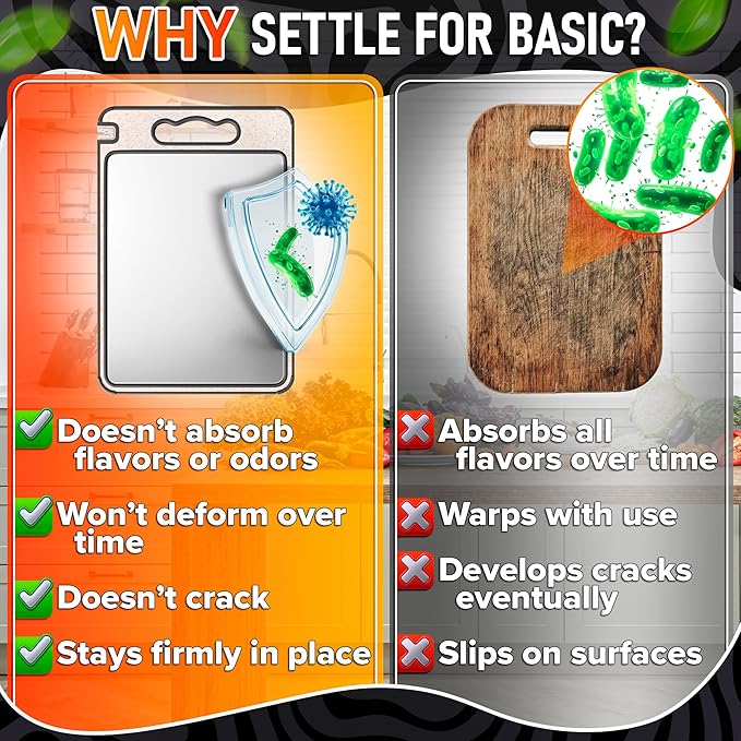 Titanium Cutting Board for Kitchen 14.3"x9.8" - Double Sided Metal Cutting Board Titanium GR1 for Meat & Wheat Straw PP for Fruits - Non-Slip, Built-in Knife Sharpener, Garlic Grater & Juice Grooves