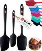 DI ORO Silicone Spatula Set - Rubber Kitchen Spatulas for Baking, Cooking, & Mixing - 600°F Heat-Resistant & BPA Free Silicone Scraper Spatulas for Nonstick Cookware - Dishwasher Safe (3pc, Black)