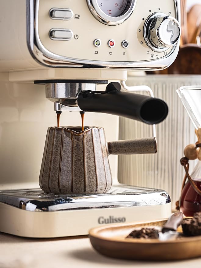 Espresso Cup, Ceramic Espresso Measuring Cup with Handle, Expresso Shots Cups with Spout, Espresso Accessories, 200ML/6 OZ, Dark Agate Red