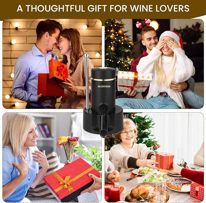 3-in-1 Electric Wine Aerator & Decanter Set with Stand Base - Automatic Pump Dispenser, Retractable Tube, and Built-in Pourer, Ideal Gift for Wine Lovers