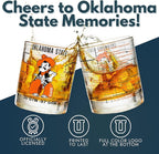 Greenline Goods – Oklahoma State University Cowboys College Whiskey Glasses (Set of 2), 10 oz – Full-Color Logo + Campus Map