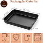LIANYU Non-stick Baking Cake Pan, 12⅓ x 9¾ x 2 Inch Lasagna Brownies Bread Casseroles Pan, Stainless Steel Rectangle Bakeware for Toaster Oven, Non-Toxic & Healthy Coating, Easy Release