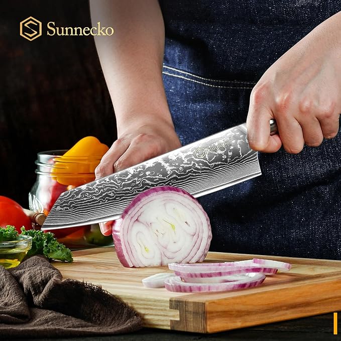 Sunnecko Gyuto Chef Knife 8 Inch, Damascus Kitchen Knife Japanese Chefs Knife Vg10 High Carbon Stainless Steel Kiritsuke Knife