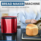 CULINARY CHEF Bread Maker Machine with Nonstick Bowl, Bread Hook, Measuring Cup & Spoon. 15-in-1, Gluten-Free Bread, Cake& Yogurt, 3 Crust Colour options and more. 3 Loaf Sizes. 2LB XL-RED