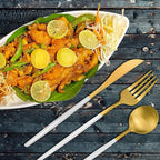 White And Gold Silverware Set for 8, 40-Pieces Matte Gold And White Handle Flatware Set, Stainless Steel Cutlery Tableware set, Kitchen utensils set Include Spoons And Forks Set, Dishwasher Safe