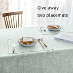 Waterproof Cotton Linen Tablecloths Rectangle Dining Table Cloth, Wipe Clean Indoor & Outdoor Table Cover for Buffet Party and Banquets, Wrinkle Resistant（54"x86"） Greyish Green