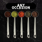 Coffee Scoop Set – 30ml Round & 15ml Curved Stainless Steel Measuring Spoons – Dual Design for Perfect Coffee Tea, & More – Ergonomically Balanced Handles