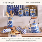 MACKENZIE-CHILDS 2-Quart Enamel Tea Kettle, Cute Tea Kettle for Stovetop, Royal English Garden
