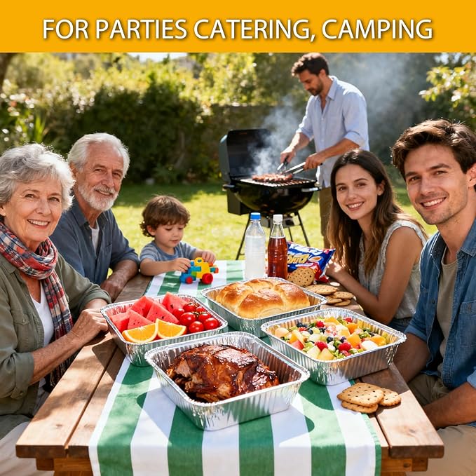 8"x8" Disposable Aluminum Foil Pans with lid - 20 Pack Square Baking Pans Disposable Food Containers with Lids Heavy Duty Tin Foil Pan for Baking Cake, Oven Cooking, Heating, Storing, Meal Prepping