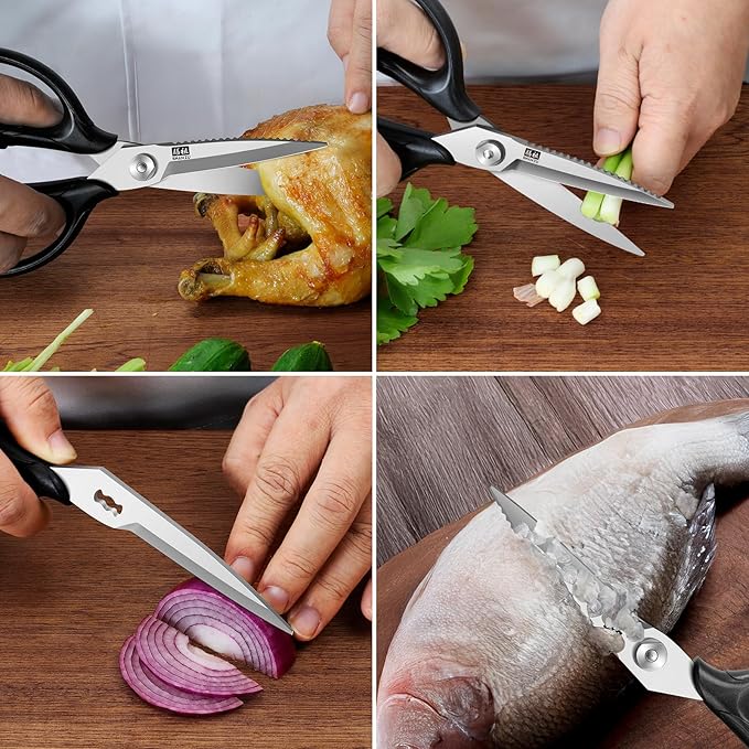 SHAN ZU 8.4" Heavy Duty Kitchen Scissors - Professional Japanese 5Cr15MoV Stainless Steel Shears, All Purpose Detachable Shears for Meat/Herbs/Poultry, Dishwasher Safe, Gift Box Included