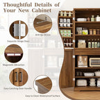 Shintenchi Kitchen Pantry Cabinet, Freestanding Farmhouse Storage Cabinet with 8 Door Shelves, 2 Cabinets and 1 Drawer, Tall Cupboard for Kitchen, Living Room, Dining Room and Bathroom, Rustic Brown