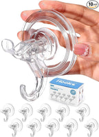 Antimbee Suction Cup Hooks, 10 Pack Reusable Suction Cup Hangers, Removable Small Suction Cups with 2 Hooks for Shower, Bathroom, Glass, Door, Windows, Kitchen, Up to 11 lbs on Smooth Surface