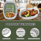 INFINITY EL Disposable Mini Oval Aluminum Pans 10 Pack | Deep Disposable Baking Pan | Heavy Duty Oval Aluminum Roasting pan for Chafing, Turkey, Lasagna, Thanksgiving, Christmas, Parties & Meal Prep