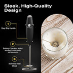 Bean Envy Milk Frother Handheld for Coffee - Mini Drink Mixer Whisk & Coffee Foamer Wand with Stand for Lattes, Cappuccino, Matcha and Hot Chocolate - Kitchen Gifts - Black