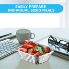 MontoPack Disposable Takeout Pans with Clear Lids | 1lb Capacity Aluminum Foil Food Drip Containers with Strong Seal for Freshness & Spill Resistance | Earth, Eco-Friendly & Recyclable 100Pack 5x4”
