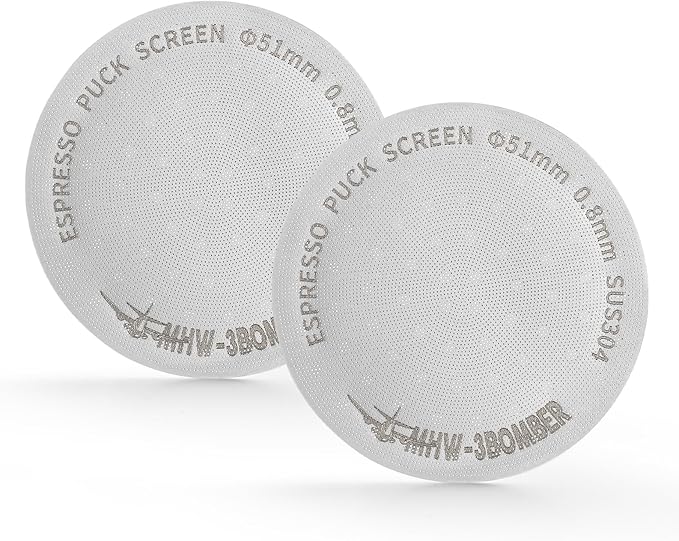 MHW-3BOMBER 51mm Espresso Puck Screen 2 Packs Metal Coffee Filter Reusable Espresso Filters for 51mm Portafilter Basket 0.8mm Thickness FG7008S-OS