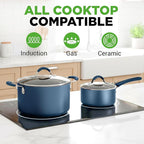 NutriChef Professional 20 Pc Kitchen Set in Navy Blue - Durable Non-Stick Pots and Pans with Bakeware, Compatible with Any Cooktop, Easy Clean