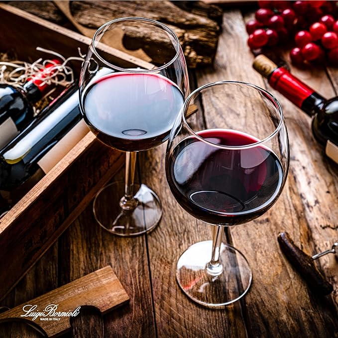 Luigi Bormioli Crescendo Burgundy 22.25 Oz. Red Wine Glasses, Set Of 4, Crystal Balloon Wine Glass, Dishwasher Safe, Made In Italy