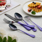 20 Piece Black and Purple 18/0 Flatware Utensil Set for 4, Include Dinner Knife,Dinner Forks,Dinner Spoons,Salad Forks,Teaspoons,Silverware Set for 4, Dishwasher Safe