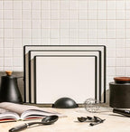 SMIRLY Plastic Cutting Board Set 3 Pieces, Non-Slip Dishwasher Safe Chopping Boards for Kitchen, Black & White