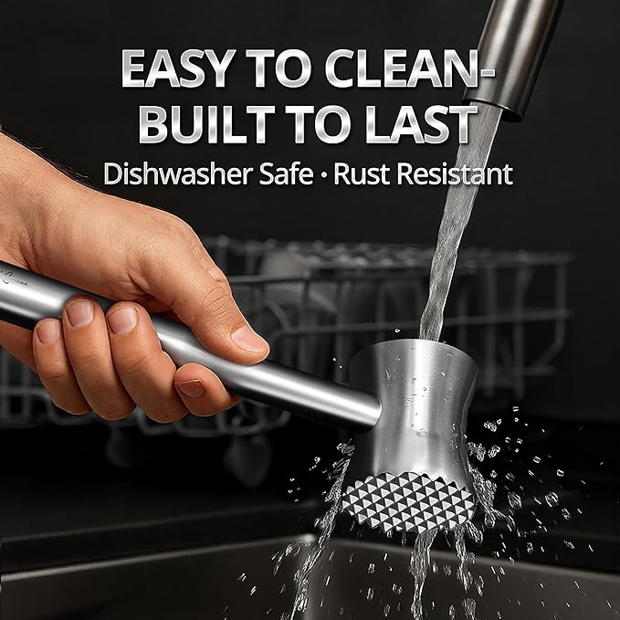 Stainless Steel Meat Tenderizer Hammer – Heavy-Duty All-Metal Design, Anti-Rust & Dishwasher Safe – Textured Surface for Steak, Chicken, Pork, and More