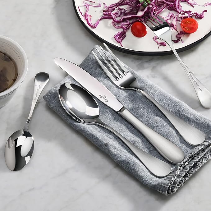 Cangshan RAIN Series Stainless Flatware Set, Window Box, Matte Finish Handle (47-Piece), 504999