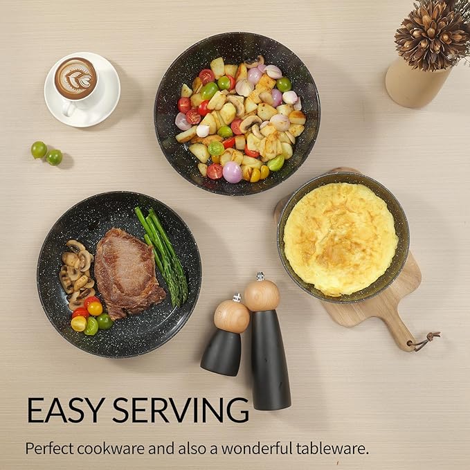 21PCS ceramic cookware set,Nonstick ceramic pan, Removable Handle pots and pans set, Stackable Pan Set, Ceramic Nonstick Pan Pots and Pans Set Non Stick(Black)