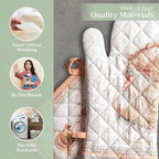 Maison d' Hermine 100% Cotton Oven Mitt & Pot Holder Set (7.5"x13" & 8"x8") Heat Resistant BBQ Cooking Gloves with Loop, Baking, Grilling, Kitchen, Handling Hot Pans (Giving Thanks)