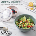 COOK WITH COLOR Nesting Mixing Bowls - 12 Piece Plastic Bowl Set with Lids, Microwave Safe (Green)
