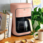 Beautiful Large Capacity 14-Cup Programmable Coffee Maker with 1-4 Cup Mode & Charcoal Filter by Beautiful (Rose)