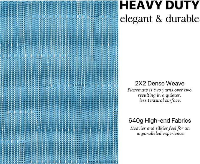 LEXMORE PVC Woven Placemats 4 PCS Wipeable Indoor/Outdoor Table Mats Washable Vinyl Place Mats for Dining Table, Set of 4-Teal Blue