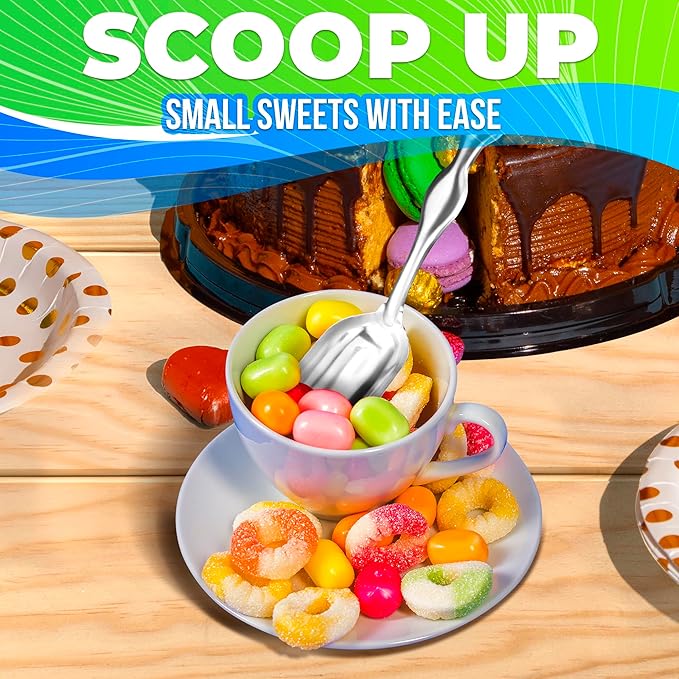 20 Pcs Small Scoops for Canisters – Mini Scoops for Candy, 5.8" Length Stainless Steel Small Food Scoopers for Kitchen, Multipurpose for Cocoa, Coffee, Ice Cream, Parties & Home Use, Easy to Clean