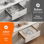 Lifewit Utensil Organizer for Kitchen Drawers, Expandable from 13‘’ to 22.4'', 15'' Depth, Plastic Cutlery Silverware Flatware Holder, Spatula Tools and Gadgets Storage, Large, White
