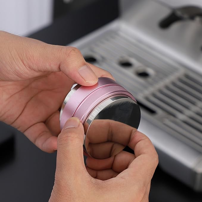 58mm Coffee Distributor and Tamper,Dual Head Coffee Leveler Fits for Gaggia E61 58mm Portafilter,Professional Espresso Hand Tamper.(Light pink)