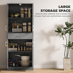 HOMCOM 71" Kitchen Pantry Cabinet with Drawer and Adjustable Shelf, Freestanding Tall Storage Cabinet with 2 Double Door Cupboards, Gray
