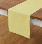 Solino Home Cotton Linen Yellow Table Runner 120 Inches Long - Hemstitch 14 x 120 Inch Table Runner for Summer