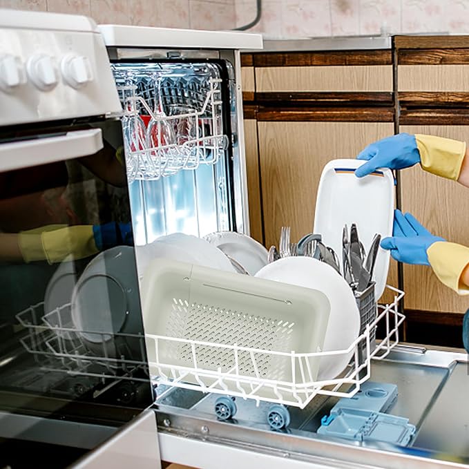 LASSHSWA Collapsible Colander and Strainer for Kitchen, Over the Sink Strainer Basket for Kitchen, Fruit Pasta Food Strainer Expandable Plastic Colander with A Sink Drain Strainer Stainless Steel