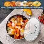 E-far 12 Quart Cooking Stock Pot, Large Stainless Steel Pot for Canning Simmering Stewing, Heavy Duty Cookware with Tri-ply Base for Induction Gas Stoves, Soup Pots with Glass Lid, Dishwasher Safe