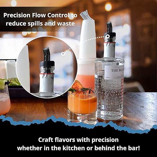 FSE SP Screened Pourer Set, Polycarbonate Square Design, Reusable and Clear, Ensures Enhanced Pour Control and Consistent Flow, Ideal for Fast-Paced Bars and Commercial Kitchens, Pack of 12
