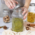 WELLIFE 64oz Mason Jar, 1 Pack Large Mason Jars Wide Mouth for Pickling, Canning, Fermenting and Food Storage, Microwave & Dishwasher Safe