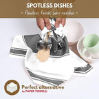 Native Fab Gray Kitchen Dish Towels 18x28 Inch, Set of 4, Wide Stripe, Super Absorbent, Fast Dry, Soft, 100% Cotton Towels for Wiping Hands, Drying Dishes, Cleaning Spills Dish Cloths Set - Grey