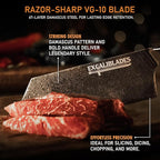 Cleaver Knife 7 Inch – VG-10 Damascus Stainless Steel, Razor Sharp, Full Tang, Ergonomic G10 Handle – Heavy Duty Kitchen Knife for Meat, Bone, Vegetables, BBQ – Durable, Rust-Resistant