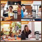 VONDIOR Airpot Coffee Dispenser with Pump - 176 oz Insulated Stainless Steel Coffee Carafe - Thermal Beverage Dispenser - Coffee Urn for Hot/Cold Water, Party Chocolate Drinks