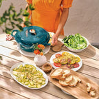 Sur La Table Enameled Cast Iron Deep Braiser, 5 qt, Dark Teal